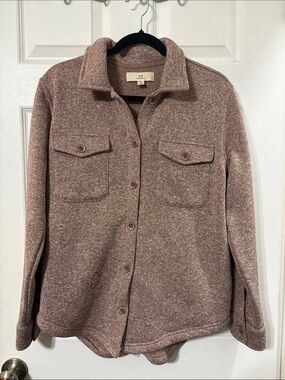 Cozy Button-Up Shacket in Heathered Pink-Taupe